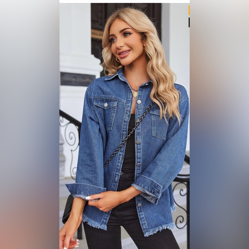 Zeagoo Light Blue Stretchy Ripped Denim Jacket. NWT